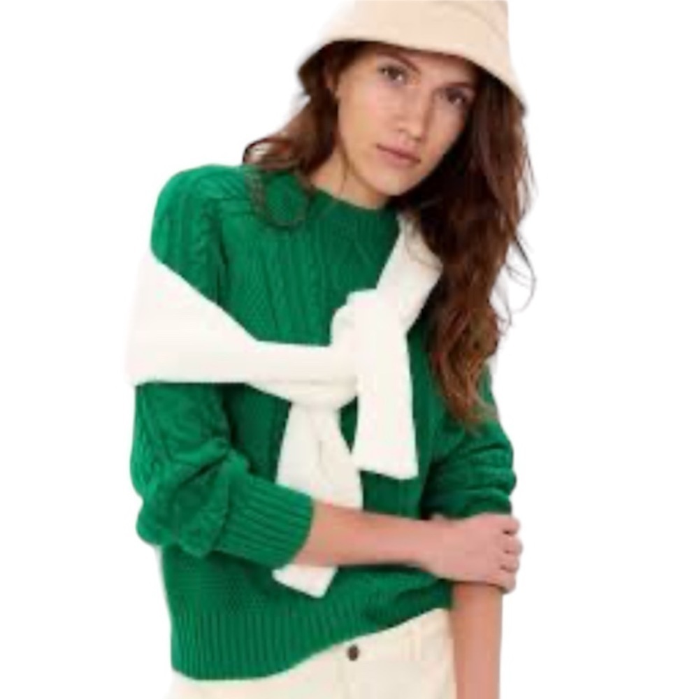 GAP NWOT Classic Cableknit Sweater in Green Size XSP NEW